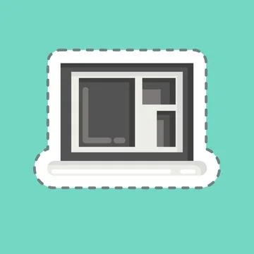 Sticker line cut Photo software. related to Photography symbol. simple desi.. Stock Illustration