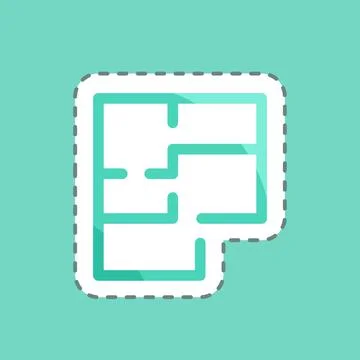 Sticker line cut Plans. suitable for education symbol. simple design editable 库存插图