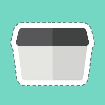 Sticker line cut Plastic Container. related to Plastic Product symbol. desi.. Illustrazione stock