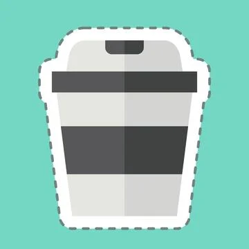 Sticker line cut Plastic Cup. related to Plastic Product symbol. design edi.. 스톡 일러스트