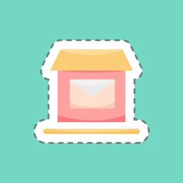 Sticker line cut Postal. suitable for education symbol. simple design editabl イラスト素材