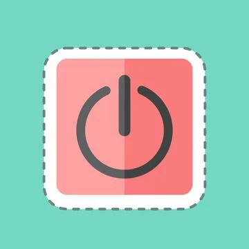 Sticker line cut Power Button. suitable for Programming symbol. simple design Stock Illustration
