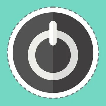 Sticker line cut Power Button. related to Air Conditioning symbol. simple d.. Ilustração Stock