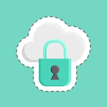 Sticker line cut Private Cloud. suitable for Security symbol. simple design e Stock Illustration