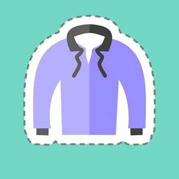 Sticker line cut Pull Over. suitable for men accessories symbol. simple desig Stockillustratie