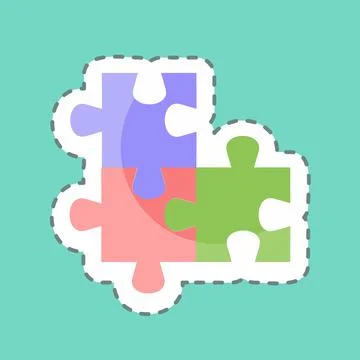 Sticker line cut Puzzles. suitable for Programming symbol. simple design edit Stock Illustration