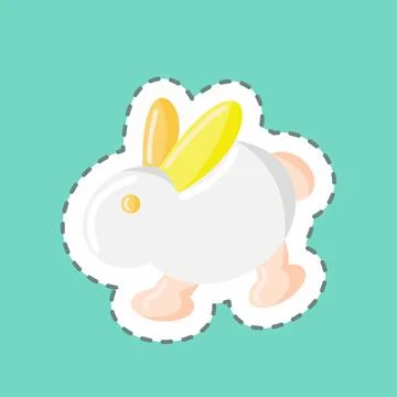 Sticker line cut Rabbit. suitable for Meat. simple design editable. design te Stock Illustration