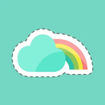 Sticker line cut Rainbow. suitable for Spring symbol. simple design editable. Stock Illustration