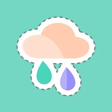 Sticker line cut Raining. suitable for Spring symbol. simple design editable. Stock Illustration