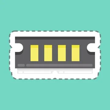 Sticker line cut RAM. suitable for Computer Components symbol. simple design  Illustrazione stock