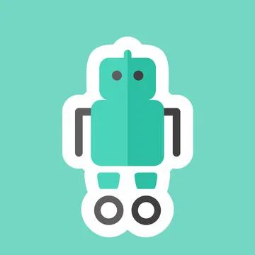 Sticker line cut Robot. suitable for Toy symbol. simple design editable. desi Stock Illustration