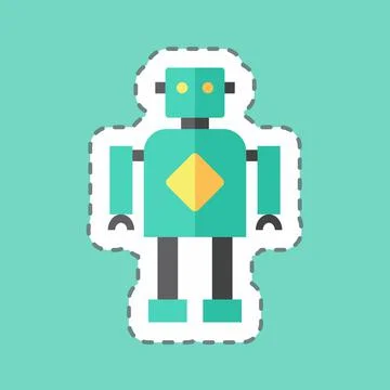 Sticker line cut Robotics. suitable for data analytics symbol. simple design  Stock Illustration