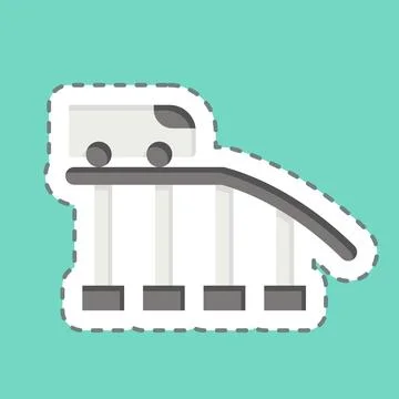 Sticker line cut Roller Coaster. related to Amusement Park symbol. glyph st.. Illustrazione stock