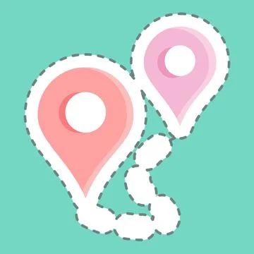 Sticker line cut Route. suitable for education. simple design editable. desig Stock Illustration