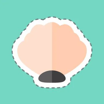 Sticker line cut Sea Shell. suitable for Sea symbol. simple design editable.  Stock Illustration