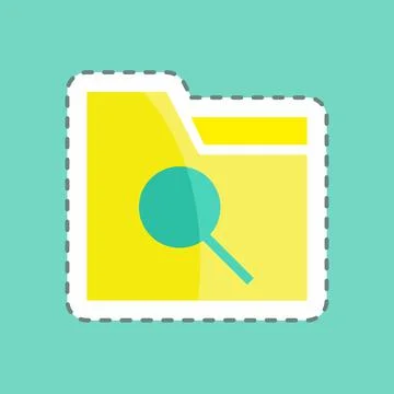Sticker line cut Search Folder. suitable for User Interface symbol. simple de Stock Illustration