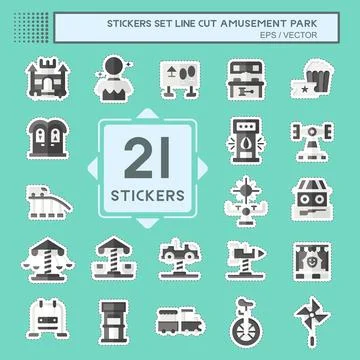 Sticker line cut Set Amusement Park. related to Circus symbol. glyph style... イラスト素材