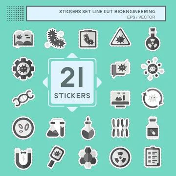 Sticker line cut Set Bioengineering. related to Bioengineering symbol Stock Illustration