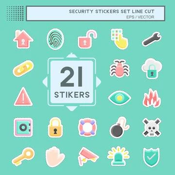 Sticker line cut Set Security. suitable for education symbol. simple design e Stock Illustration