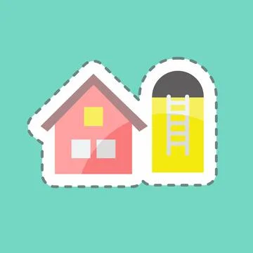 Sticker line cut Silo. suitable for Garden symbol. simple design editable. de Stock Illustration