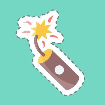 Sticker line cut Single Dynamite. suitable for Wild West symbol. simple desig イラスト素材