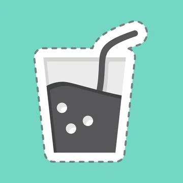 Sticker line cut Soft Drink. related to BBQ symbol. design editable Stock Illustration