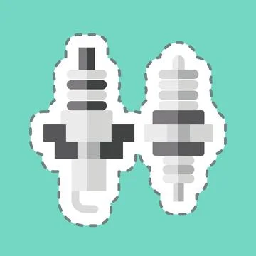 Sticker line cut Spark Plug. related to Racing symbol. simple design editab.. Stock Illustration