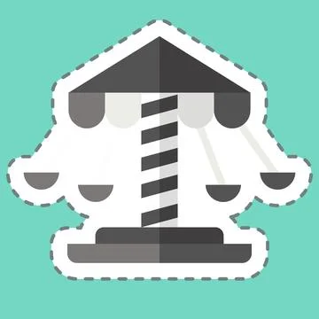 Sticker line cut Spinning Swing. related to Amusement Park symbol. glyph st.. Illustrazione stock