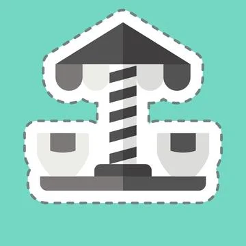Sticker line cut Spinning Teacup. related to Amusement Park symbol. glyph s.. Stockillustratie
