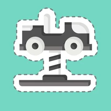Sticker line cut Spring Swing Rider. related to Amusement Park symbol. glyp.. 스톡 일러스트