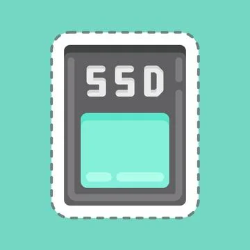 Sticker line cut SSD. suitable for Computer Components symbol. simple design  Stock-Illustration