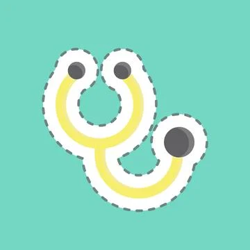 Sticker line cut Stethoscope. suitable for education symbol. simple design ed Stock Illustration