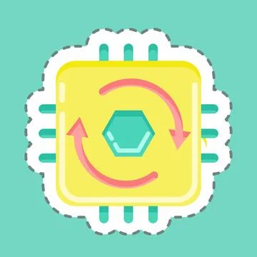 Sticker line cut Temporal Cycle Consistency. related to Machine Learning sy.. Illustrazione stock