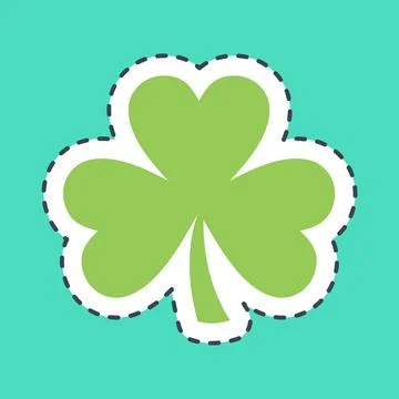 Sticker line cut three leaf clover. St. Patrick's Day celebration elements... Stock Illustration