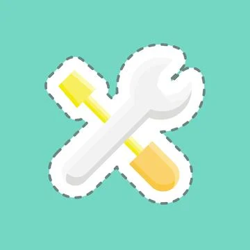 Sticker line cut Tools. suitable for building symbol. simple design editable. Stockillustratie