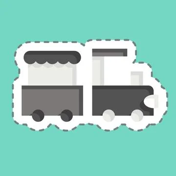 Sticker line cut Train. related to Amusement Park symbol. glyph style. simp.. Illustrazione stock