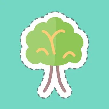 Sticker line cut Tree. suitable for garden symbol. simple design editable. de イラスト素材