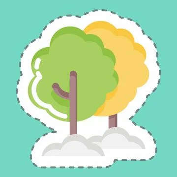 Sticker line cut Tree. suitable for Garden symbol. simple design editable. de Stock Illustration