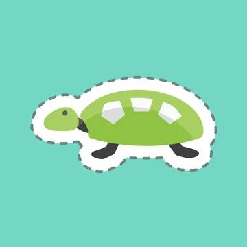 Sticker line cut Turtle. suitable for Sea symbol. simple design editable. des Stock Illustration