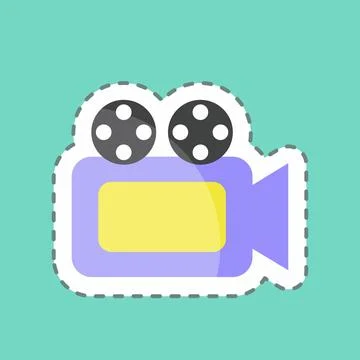 Sticker line cut Video Camera. suitable for Web Interface symbol. simple desi 스톡 일러스트