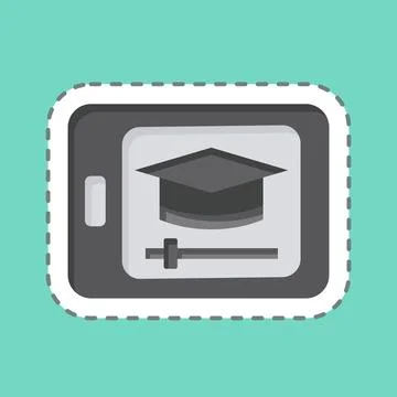 Sticker line cut Video Tutorial. related to Learning symbol. simple design .. Stock Illustration