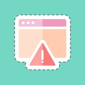 Sticker line cut Warning on Browser. suitable for User Interface symbol. simp 스톡 일러스트