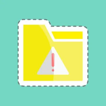 Sticker line cut Warning on Folder. suitable for User Interface symbol. simpl Illustrazione stock
