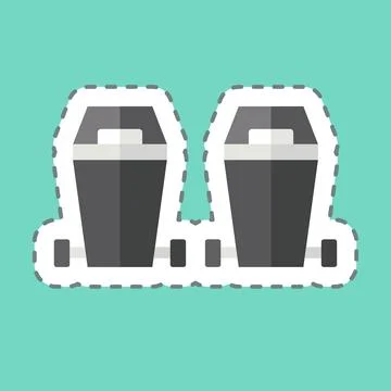 Sticker line cut Waste Sorting. related to Green House symbol. design editabl Stock Illustration
