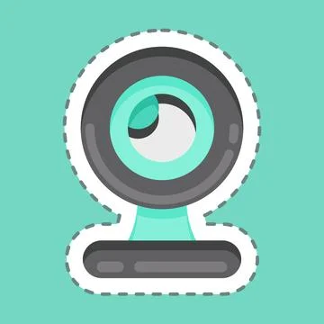 Sticker line cut Webcam. suitable for Computer Components symbol. simple desi Stock-Illustration