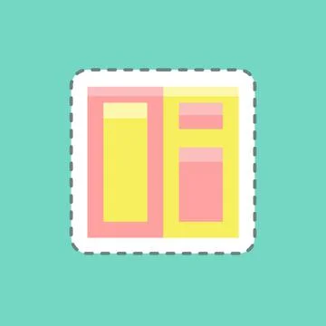 Sticker line cut Window. suitable for building symbol. simple design editable Ilustración de archivo