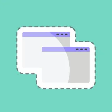 Sticker line cut Windows. suitable for Web Interface symbol. simple design ed Stock Illustration
