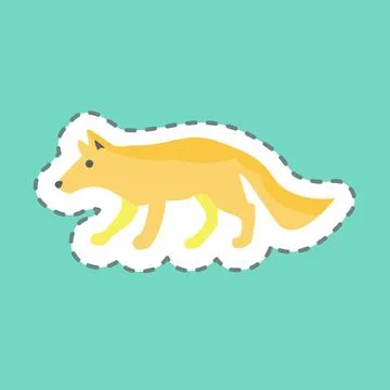 Sticker line cut Wolf. suitable for animal symbol. simple design editable. de Stock Illustration
