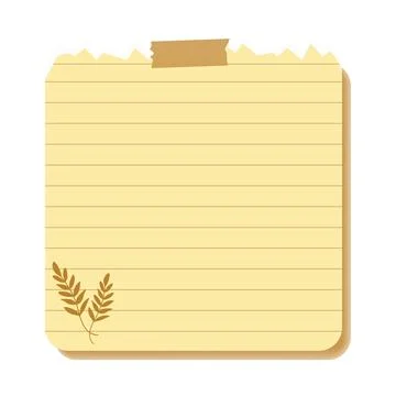 Sticker lines notes cute theme autumn brown leaves Stock Illustration