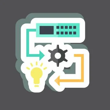 Sticker Machine Learning. suitable for data analytics symbol. simple design e イラスト素材